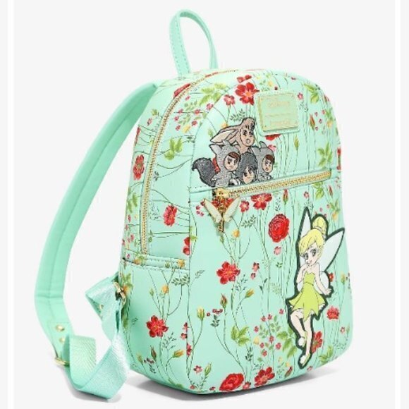Loungefly Disney Peter Pan Tinkerbell & Lost Boys Floral Mini Backpack - Picture 2 of 4